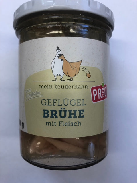 Geflügel Brühe mit Fleisch