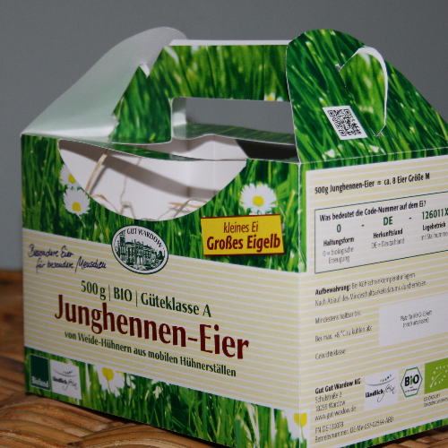 Junghennen Eier,  500g im Korb